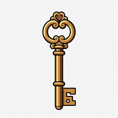Golden ornate key illustration
