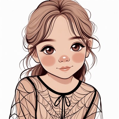 Anime girl in spiderweb lace dress