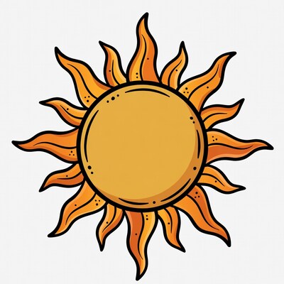 Cartoon Sun with Fiery Rays