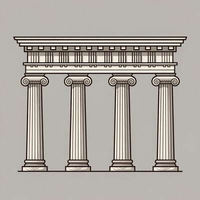 Four Ionic Columns Illustration