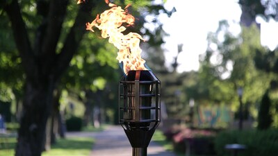 Burning Torch in Park Path