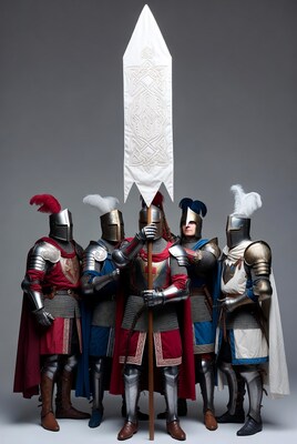 Knights Holding Banner Together
