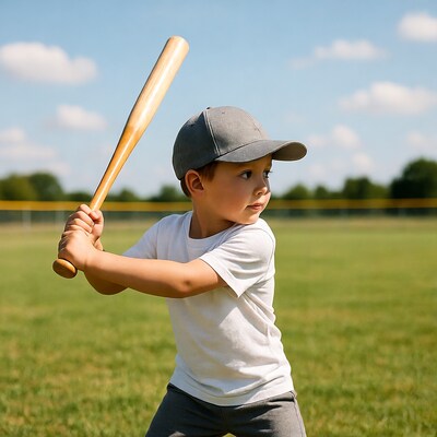 Boy swinging baseball bat