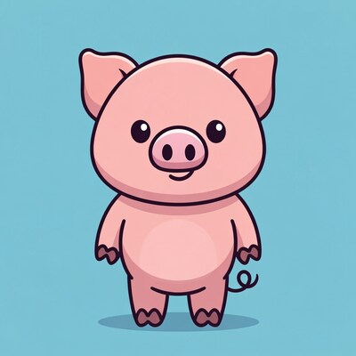 Cute pink pig illustration