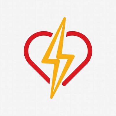Red Heart with Yellow Lightning Bolt