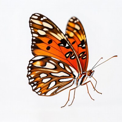 Orange Butterfly on White Background