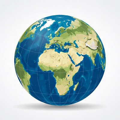 Illustrated Globe on White Background