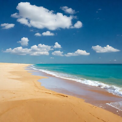 Sandy beach with turquoise ocean