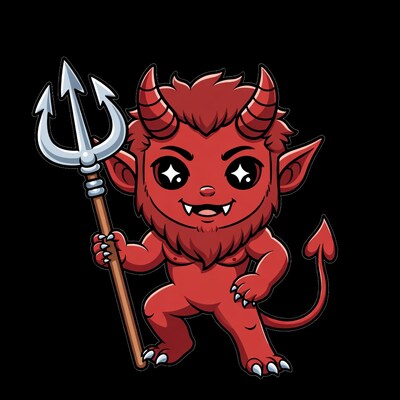 Cute chibi devil holding trident