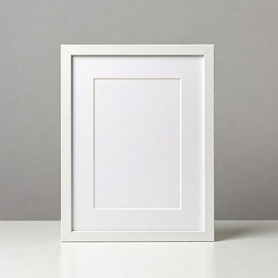 White picture frame on white table