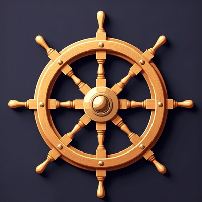 Wooden Ship Steering Wheel Illustration