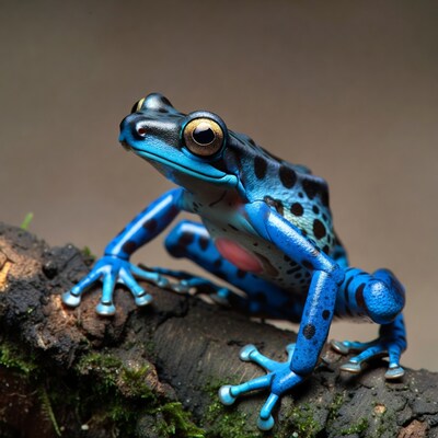 Blue Poison Dart Frog on branch