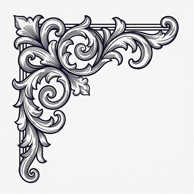 Ornate Black Ink Corner Border