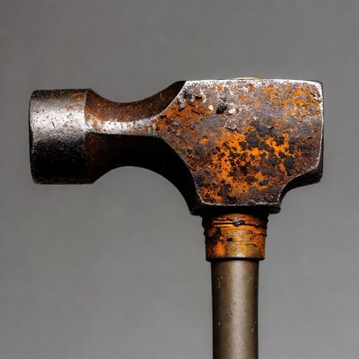 Rusty Claw Hammer on Gray Background