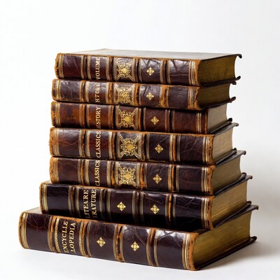 Stack of Antique Leather Books