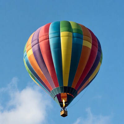 Colorful hot air balloon in sky