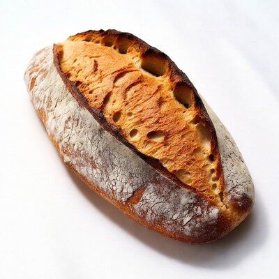 Artisan bread loaf on white background