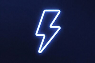Neon Lightning Bolt Sign