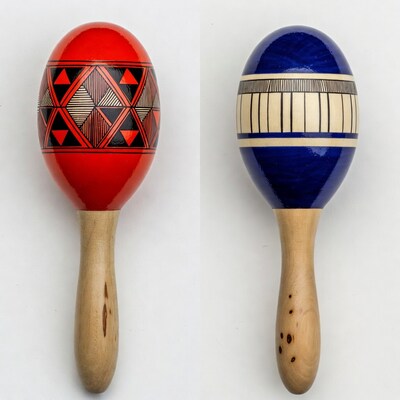 Red and Blue Maracas Pair