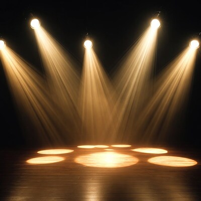 Spotlights on Empty Stage