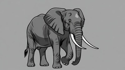 Elephant illustration on gray background