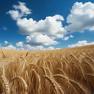 Golden Wheat Field Under Blue Sky