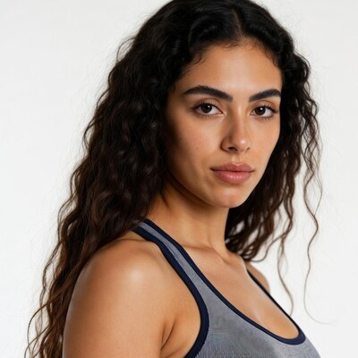 Woman in gray tank top