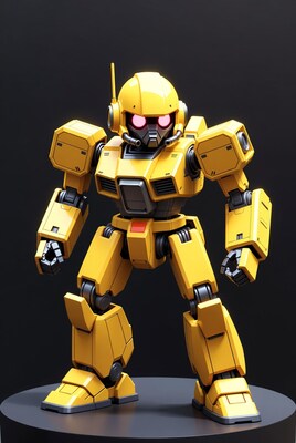 Yellow Gundam Robot on Stand