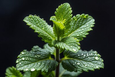 Fresh Mint Leaves with Dew Drops