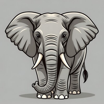 Cartoon elephant facing forward