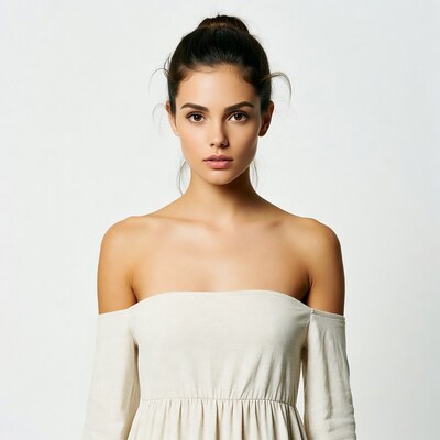 Beautiful woman in off-shoulder dress