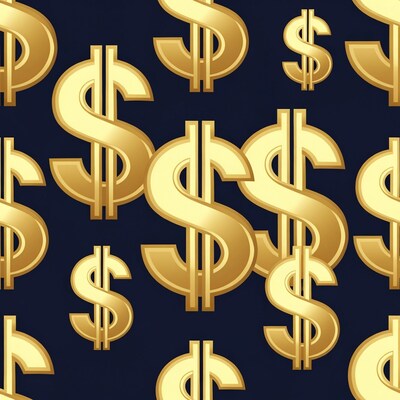 Golden Dollar Signs Pattern on Dark Background
