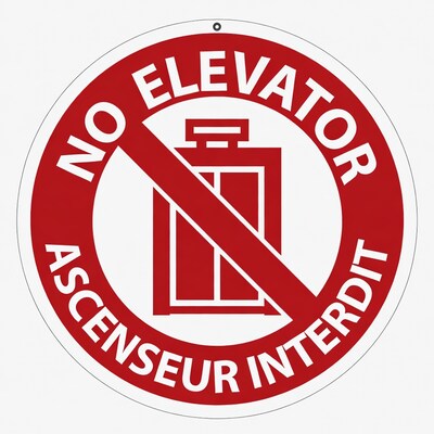 No Elevator Ascenseur Interdit Sign