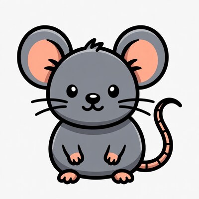 Cute gray mouse illustration