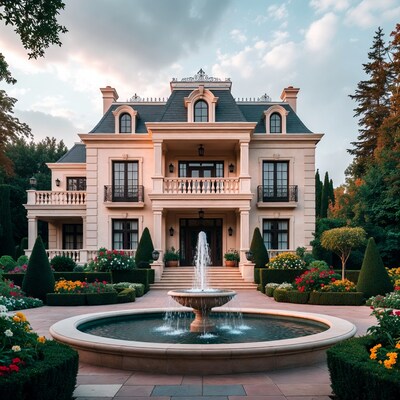 Luxurious Mansion with Fountain Garden