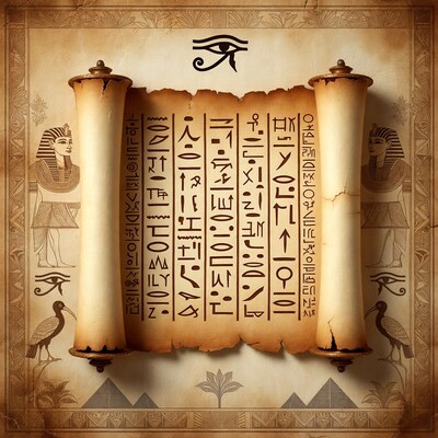 Ancient Egyptian Scroll with Hieroglyphs