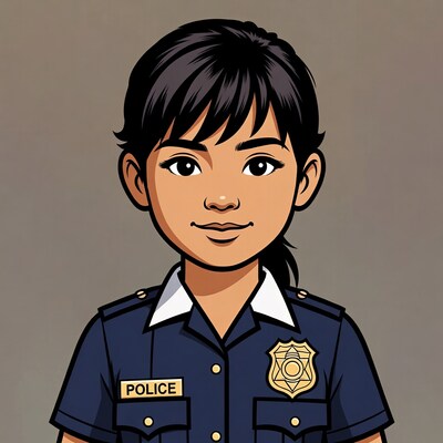Asian female police officer illustration