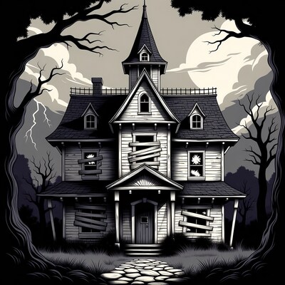 Haunted House in Stormy Night