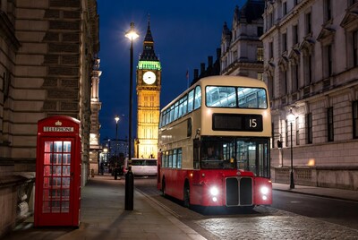 Red Phone Booth and Double Decker Bus by Big Ben