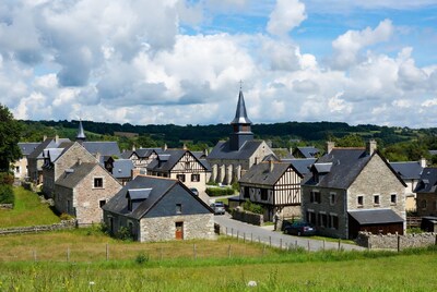 French village with church steeple