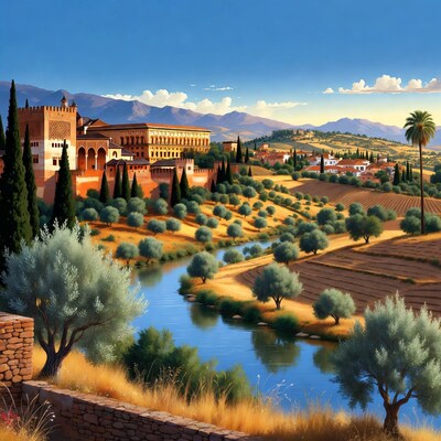 Alhambra Palace Overlooking Olive Groves