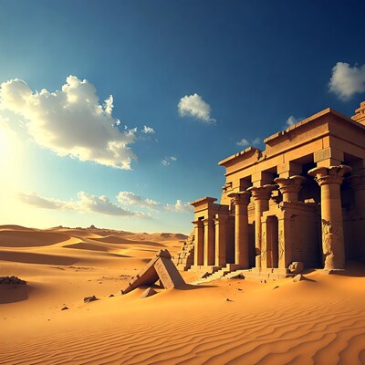 Ancient Egyptian Temple in Desert