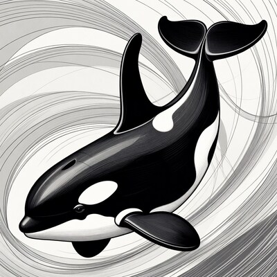 Swirling Orca Whale Illustration