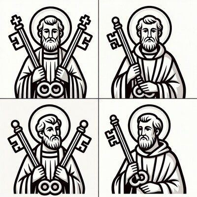 Saint Peter with Keys Illustration