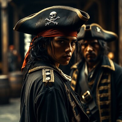 Female pirate with skull hat