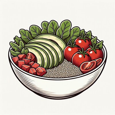 Avocado Quinoa Salad Bowl Illustration