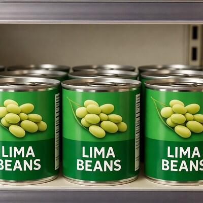 Canned Lima Beans on Shelf