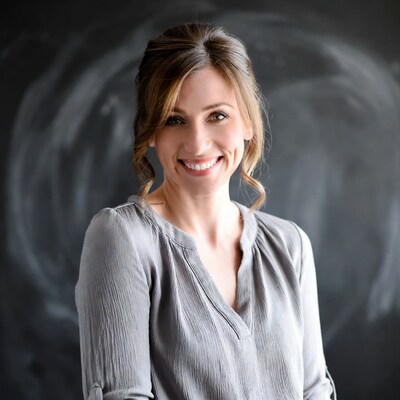 Smiling woman with updo hairstyle