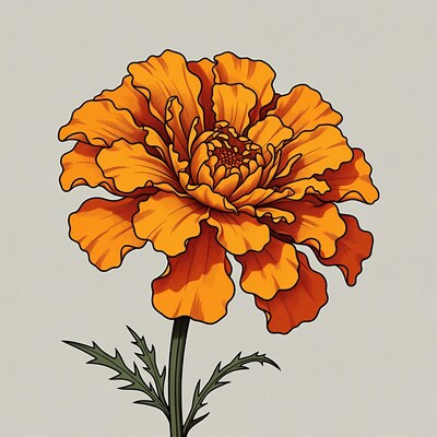 Orange Marigold Flower Illustration