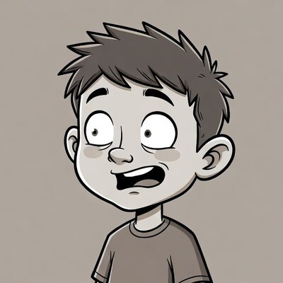 Cartoon boy with surprised expression